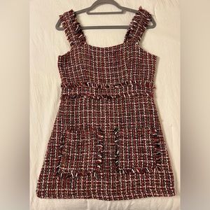 Olivaceous Red Tweed Dress
